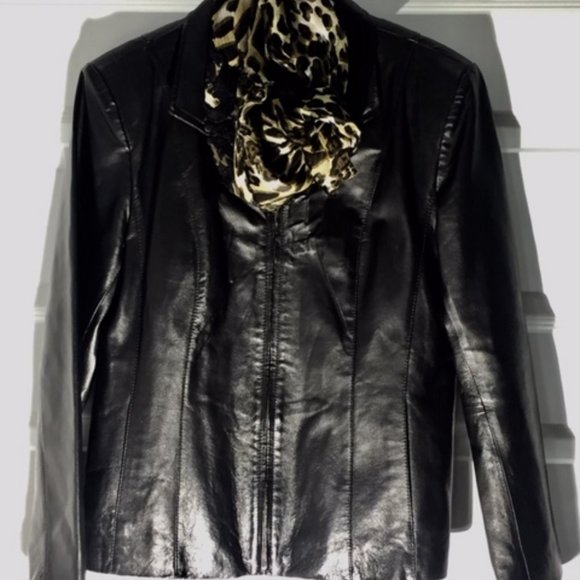 Leather Jacket - Black - East5th - Medium - Petite - Picture 1 of 3